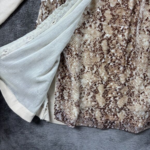 Chicos Sequin Cardigan Shell Set Preppy Glam Fancy Gold Cream Size 3 XL E113 - Picture 2 of 7